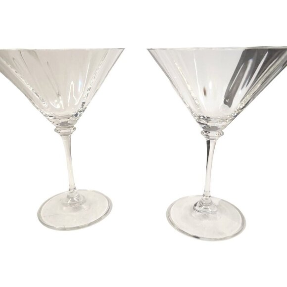 2 Mikasa Stephanie Martini Cocktail Glasses Ribbed Optic Bowl Smooth Stem - Picture 4 of 5